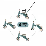 Tricicleta multifunctionala, Petite&Mars, Drift, 4 in 1, Vehicul de impins, Bicicleta, Cu maner detasabil si reglabil, Sezut ergonomic, Roti din cauciuc, Pana la 25 kg, 1.5-5 ani, Misty Green