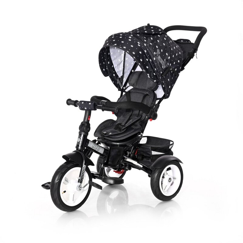 Lorelli - tricicleta neo air wheels , suport picioare, control al directiei, rotire 360 grade, scaun reglabil, negru