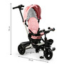 Tricicleta pentru copii, Ecotoys, cu scaun rotativ, control parental, elemente detasabile, Roz - 3