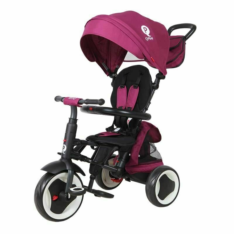 Qplay - tricicleta rito+ mecanism de pedalare libera, suport picioare, control al directiei, pliabila, violet