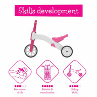 Tricicleta copii, Chillafish, Bunzi, 2 in 1, Transformabila in bicicleta fara pedale, Cu sa reglabila, Cu mic compartiment in sa, 1.9 Kg, Pentru 13 ani, Pink
