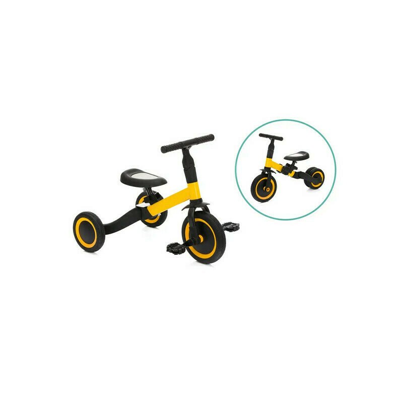 Fillikid - tricicleta transformabila in bicicleta fara pedale, galben/negru