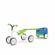 Tricicleta copii, Chillafish, RideOn Quadie, Usoara cu remorca, Cu sa reglabila, Cu mic compartiment in sa, 3.8 Kg, Pentru 1 - 3 ani, Lime