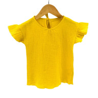 Tricou cu volanase la maneci pentru copii, din muselina, Lemonade, 12-18 luni