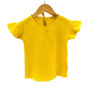 Tricou cu volanase la maneci pentru copii, din muselina, Lemonade, 4-5 ani - 1