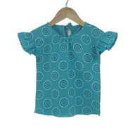 Tricou cu volanase la maneci pentru copii, din muselina, Nice Mandala, 12-18 luni