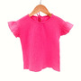 Tricou cu volanase la maneci pentru copii, din muselina, Pink Pop, 4-5 ani - 1
