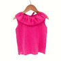 Tricou cu volanase pentru copii, din muselina, Pink Pop, 18-24 luni - 1