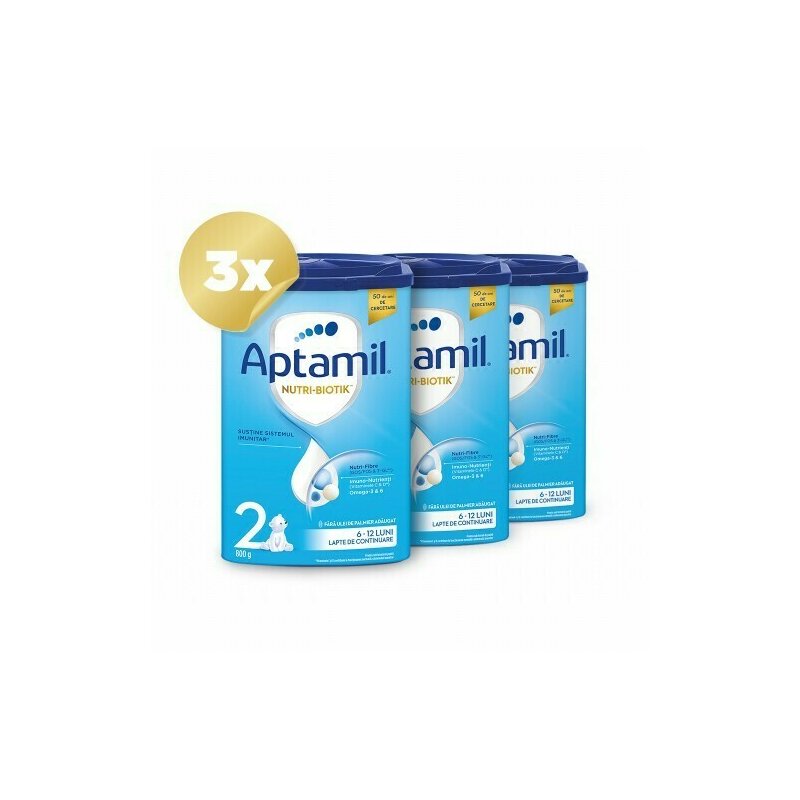 Trio Pack Aptamil 2, 800g, 6luni+