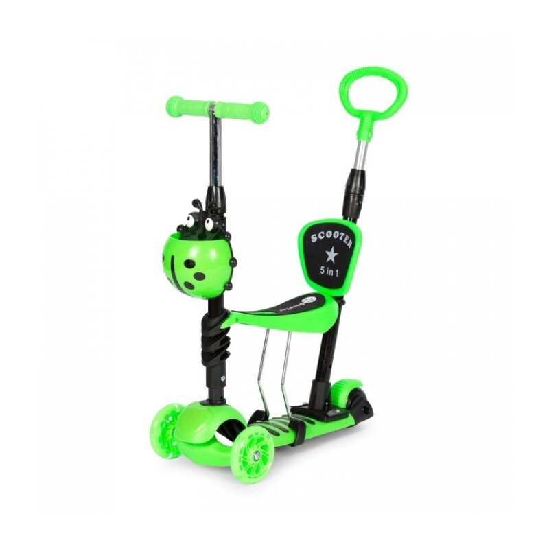 Trotineta 5 in 1 cu sezut si 3 roti cu LED Ecotoys YM-SW-6 - Verde