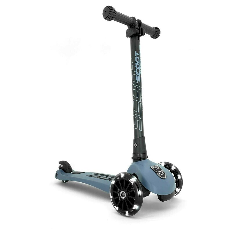 Scoot and ride - trotineta highwaykick 3 steel pliabila, cu roti luminoase, albastru