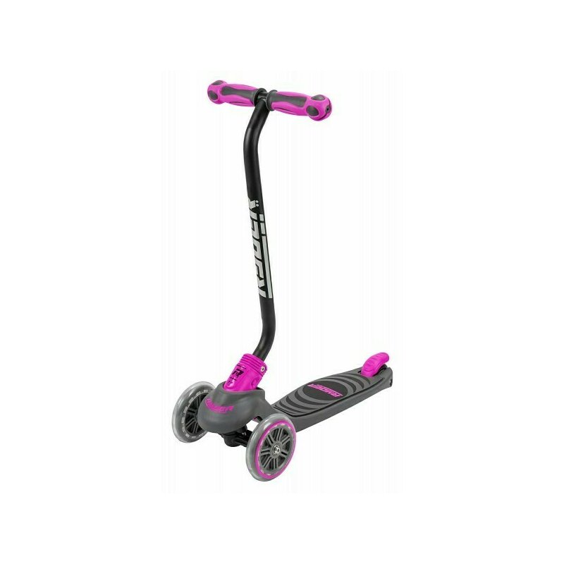 Saica - trotineta pentru copii ryder, cu 3 roti, din silicon, reglabila pe inaltime, pliabila, roz/negru