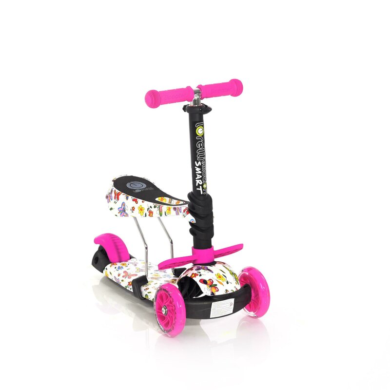 Lorelli junior - trotineta smart cu 3 roti, cu sezut butterfly, roz