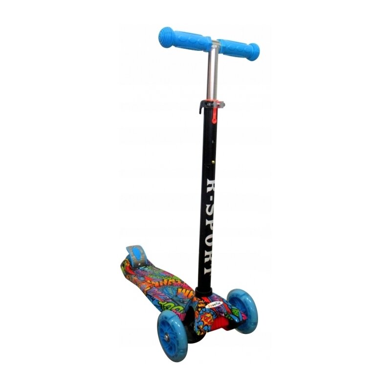 R-sport - trotineta h2 cu led, cu 3 roti, albastru