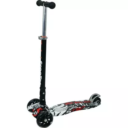 Trotineta copii, Free2Move Zik Zak cu lumini LED pentru baietei, Pliabila si compacta, Platforma antiderapanta, Ghidon reglabil, Rulmenti ABEC-7, Varsta 3 - 6 ani, Black