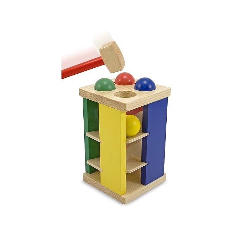 Melissa & doug - turnul din lemn cu ciocan si bile melissa and doug
