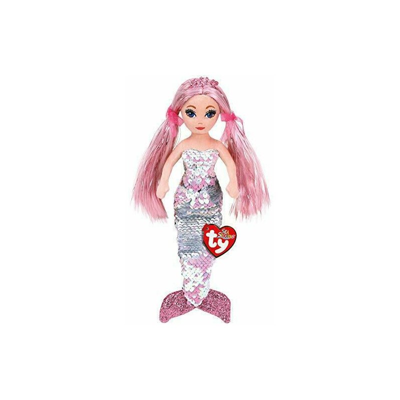 Ty - papusa sirena , 27 cm, cu paiete din plus, roz