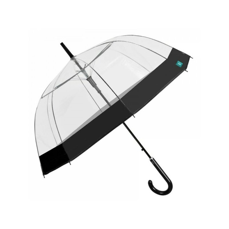 Umbrela dama automata Perletti forma cupola cu margine neagra 89 cm diametru