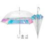 Umbrela ploaie transparenta baston cu banda irizata - 1