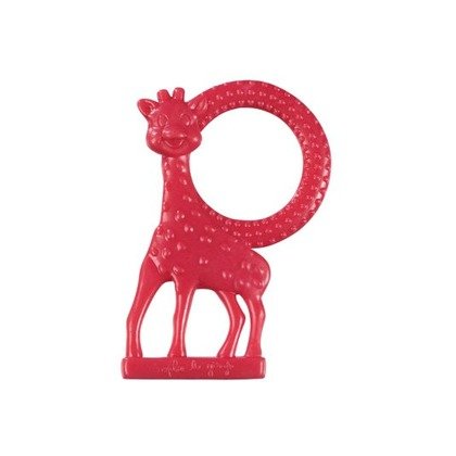 Vulli Inel dentitie vanilie in cutie cadou  Girafa Sophie Rosu