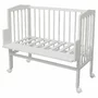 Set Patut, Waldin, Bedside 2in1 Alb, 90 cm x 55 cm, laterala detasabila, co-sleeping, cu Saltea + Aparatoare alba cu stelute gri - 2