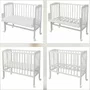 Set Patut, Waldin, Bedside 2in1 Alb, 90 cm x 55 cm, laterala detasabila, co-sleeping, cu Saltea + Aparatoare alba cu stelute gri - 4