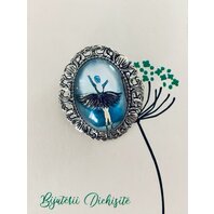 Brosa/Medalion Balerina Lebada Neagra 3,5x3 cm