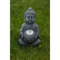 Decoratiune Buddha cu baterie solara, 6.5cm x 6.5cm x 8.5cm