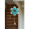 Decoratiune Clopotel de vant cu Floare, metal, 28x15x4 cm, albastru