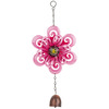 Decoratiune Clopotel de vant cu Floare, metal, 28x15x4 cm, roz