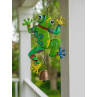 Decoratiune de gradina Clopotel de vant Broscuta verde 19 x 3.5 x 31cm