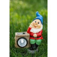 Decoratiune de gradina - Gnom cu lumina solara, 14.7x11.5x 21.5cm, 3 modele