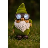 Decoratiune de gradina  Pitic catifelat cu barba si ochelari solari