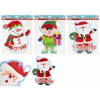 Decoratiune festiva pentru geamuri cu ventuze - Mos/Spiridus/Om de zapada - 27 x 45 x 33 cm
