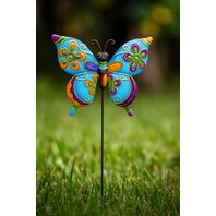 Decoratiune gradina Fluture de metal pe tarus 3 culori - 60cm