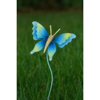Decoratiune gradina Fluture pe bat, metal, 60x15 cm, Albastru