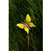 Decoratiune gradina Fluture pe bat, metal, 60x15 cm, Galben
