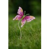 Decoratiune gradina Fluture pe bat, metal, 60x15 cm, Roz