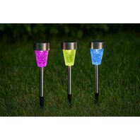 Decoratiune gradina Lampi solare Mozaic, Set 3, 6cm x 6cm x 36cm