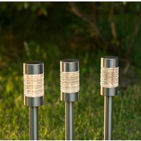 Decoratiune gradina Lampi solare Stalpisori, Set 3, 6cm x 6cm x 36cm