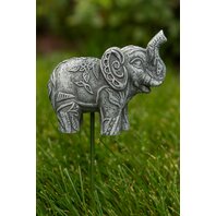 Decoratiune Gradina Statuie antica Elefant, polirasina, 12 cm, Gri