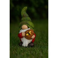 Decoratiune Pitic de gradina cu stup de albine, ceramica, 17x11x8 cm, multicolor