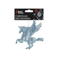 Decoratiune Unicorn zburator - albastru cu sclipici