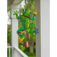 Decoratiune de gradina Clopotel de vant Broscuta verde 19 x 3.5 x 31cm