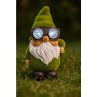 Decoratiune de gradina  Pitic catifelat cu barba si ochelari solari