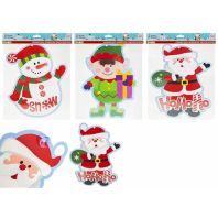 Decoratiune festiva pentru geamuri cu ventuze - Mos/Spiridus/Om de zapada - 27 x 45 x 33 cm