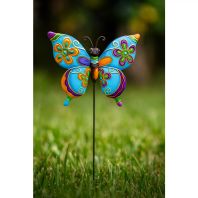 Decoratiune gradina Fluture de metal pe tarus 3 culori - 60cm