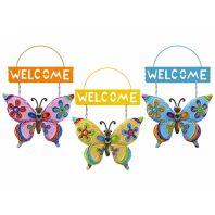 Decoratiune gradina metalica Semn Bun Venit Fluture 20 x 0.5 x 32cm