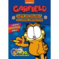 Carte de colorat Garfield cu jocuri distractive si stickere vol. 1