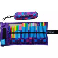 Super Set Mitama Roll-up MOZAIC MOV Pixuri colorate  + Penar detasabil echipat cu 25 piese: 17 pixuri, 4 pixuri cu gel, 4 markere cu doua capete